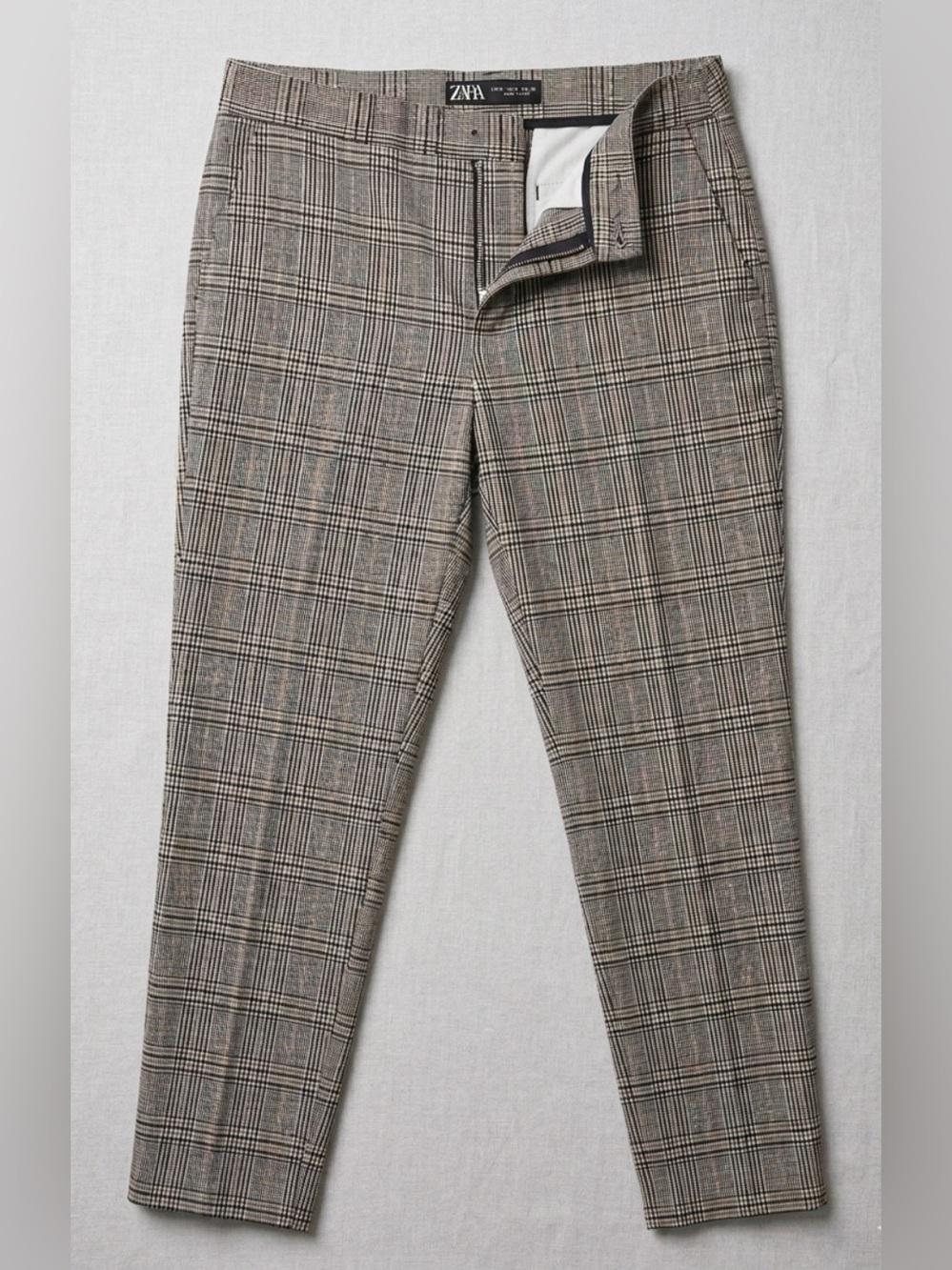 ZARA Plaid Chinos in Black and Tan